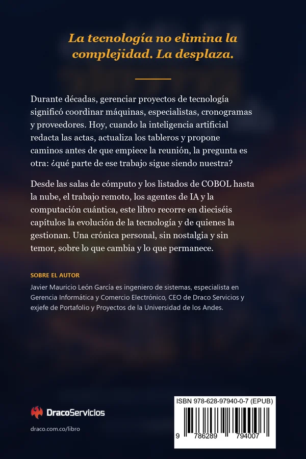 Contraportada: sinopsis del libro, biografía del autor e ISBN del libro digital 978-628-97940-0-7